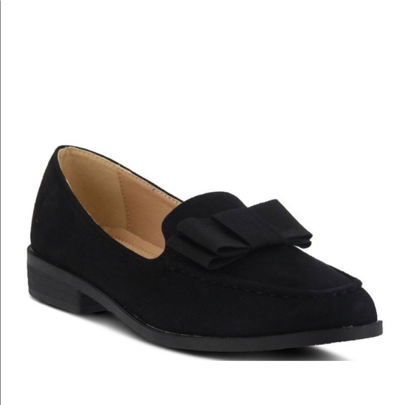 Black Oversized Bow Slip On Boyfriend Loafer Flats - Picture 8 of 8